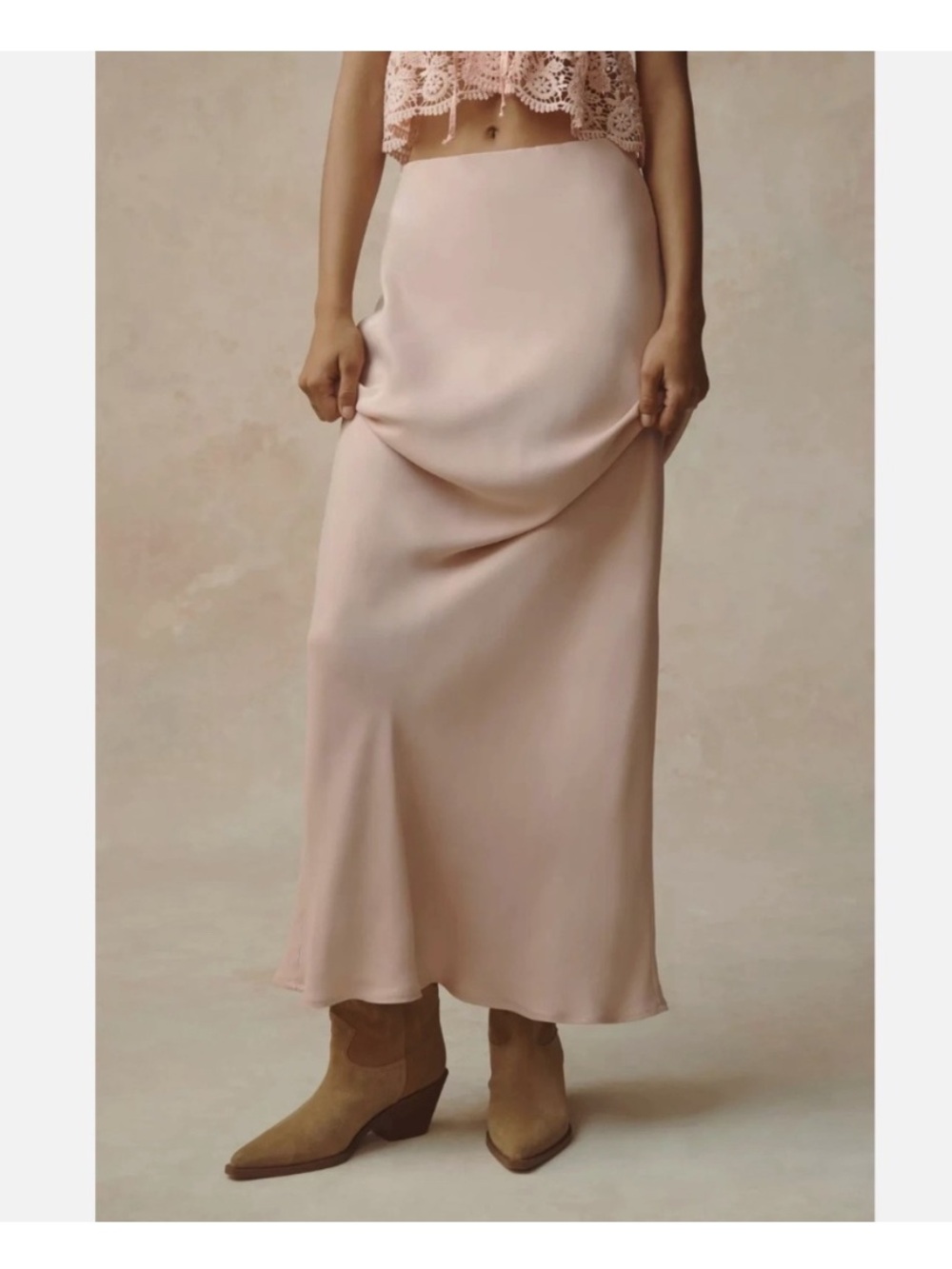 Anthropologie Soft Blush Maxi Slip Skirt